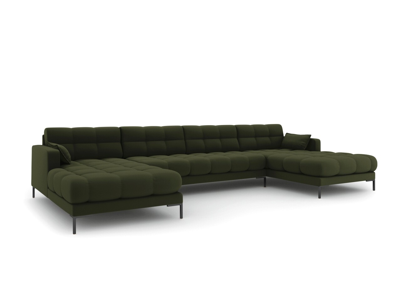 Canapea panoramica 6 locuri, Mamaia, Micadoni Home, BL, 383x185x75 cm, tesatura tip twill, verde - imagine 6